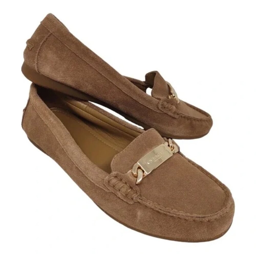 COACH Kimmie Loafer 8 suede leather gold slip on hand-sewn finishes